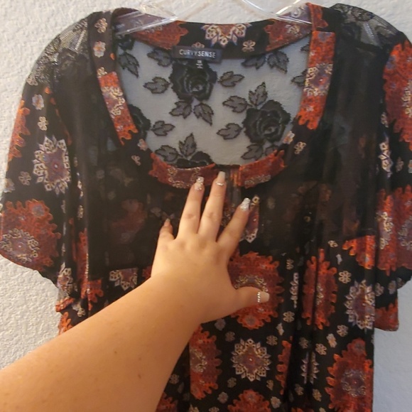 Curvy sense size 1x beautiful women fall top - Picture 6 of 8